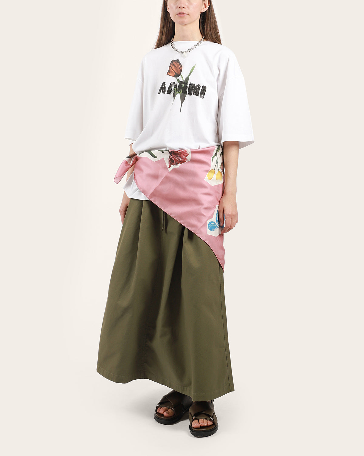 Logo Print Silk Scarf