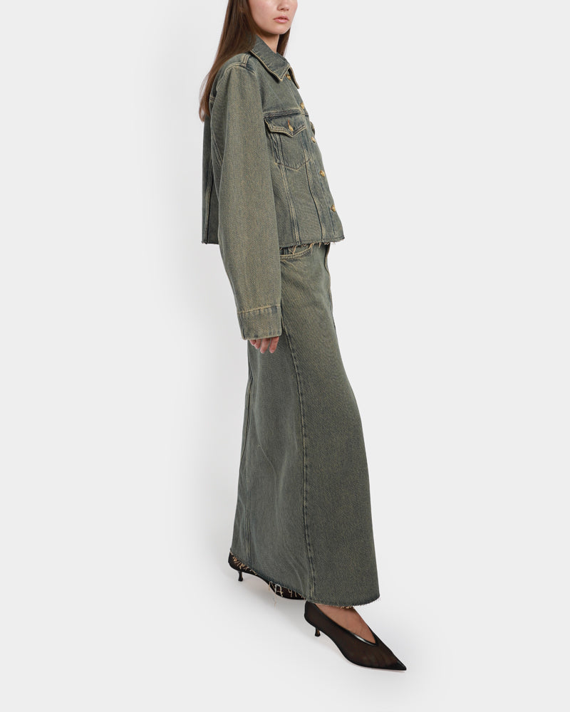 Heavy Denim Maxi Skirt