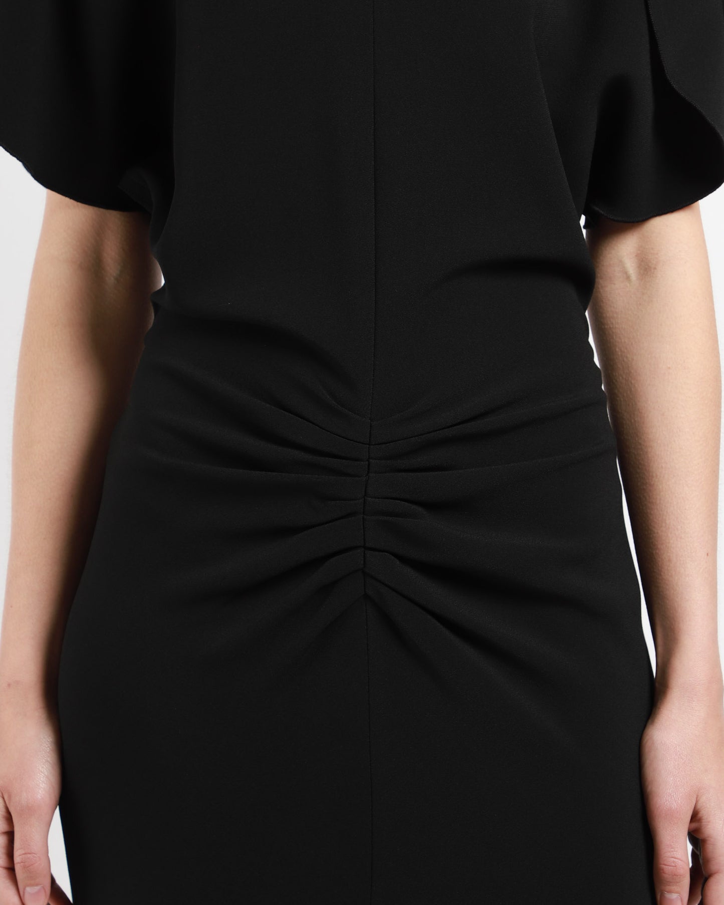 Gathered Waist Midi Dress - Bla