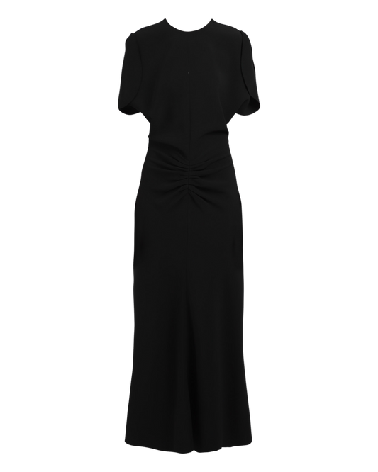 Gathered Waist Midi Dress - Bla