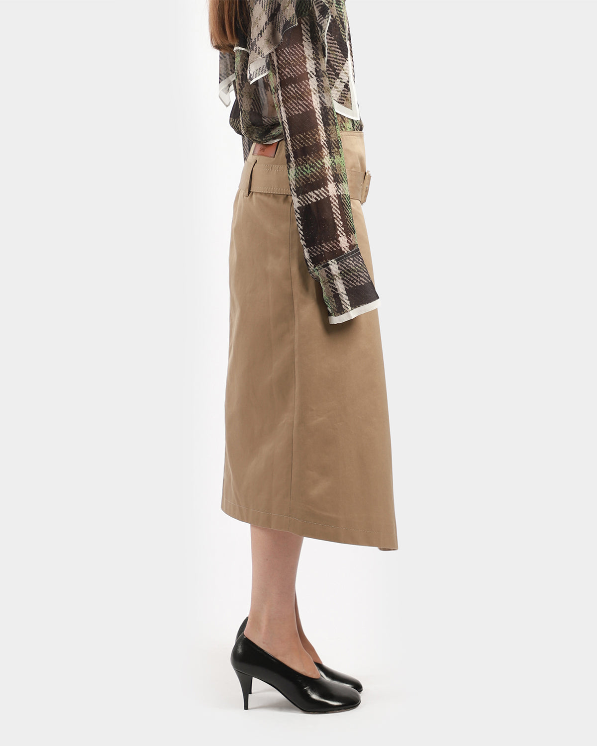 Belted Twill Skirt