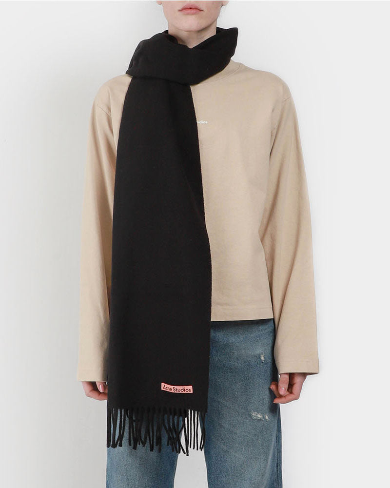 Fringe Wool Scarf Oversized
