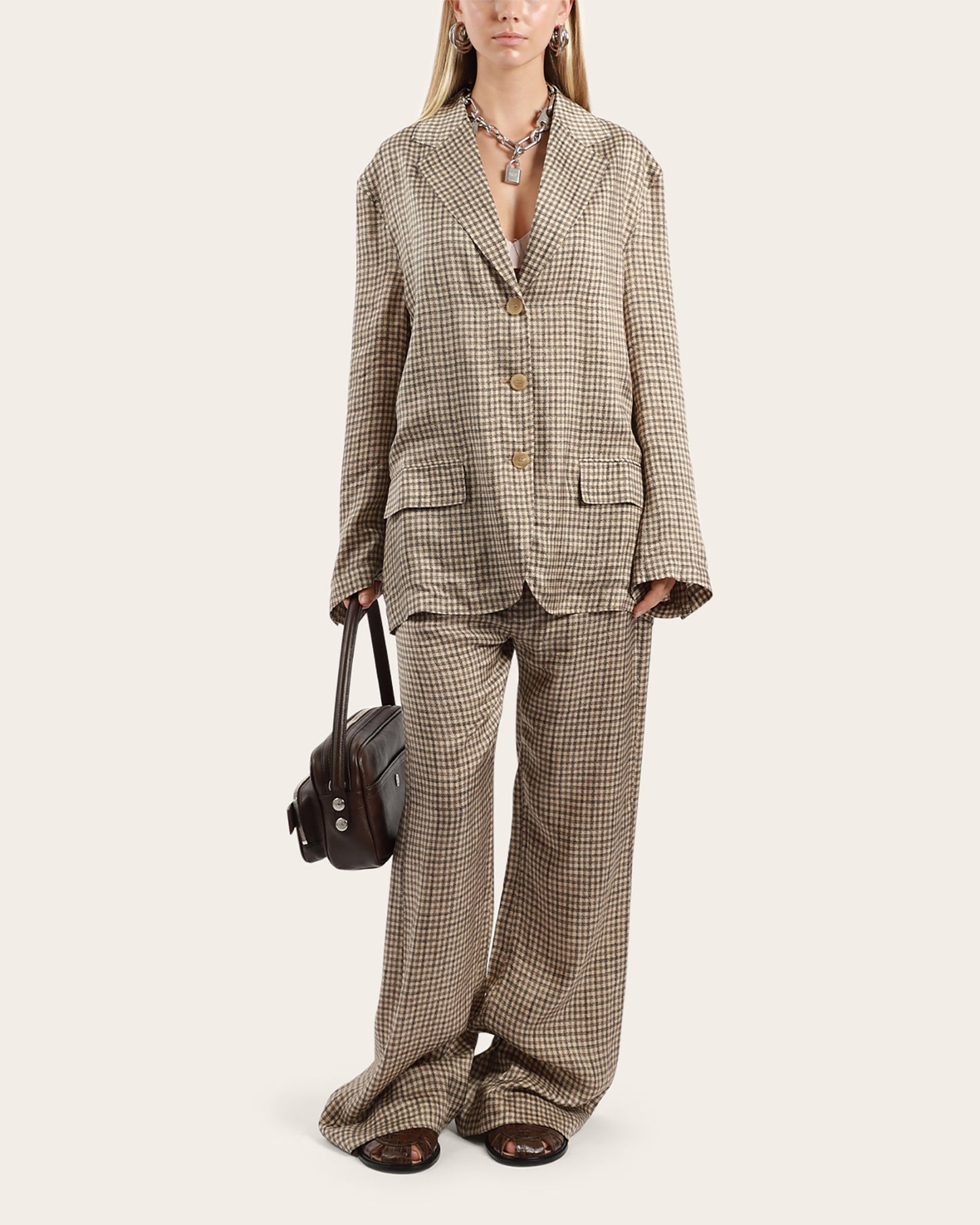 Junida Check Fluid Blazer