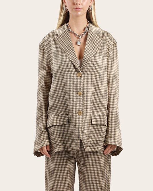 Junida Check Fluid Blazer