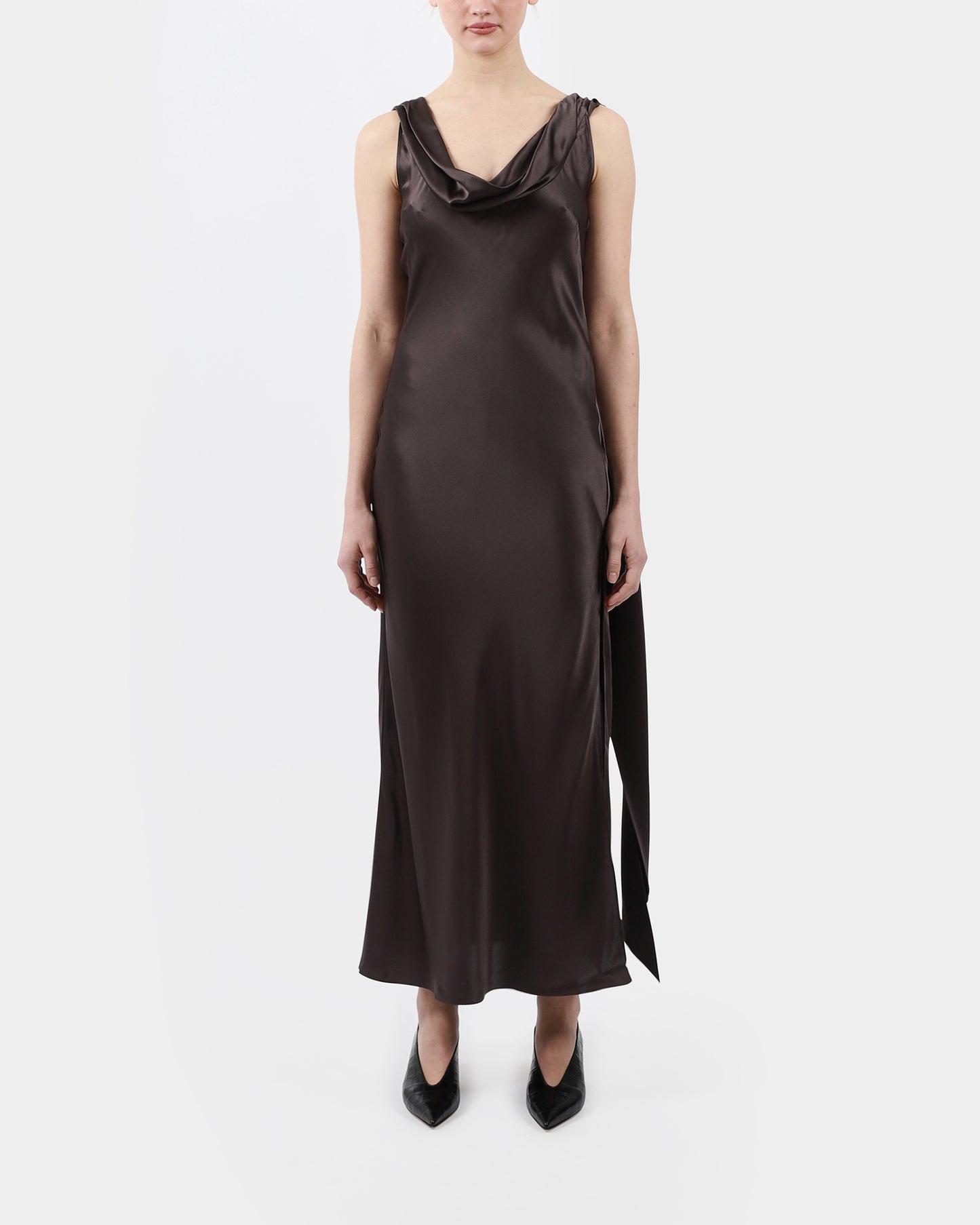 Satin Cowl Dress