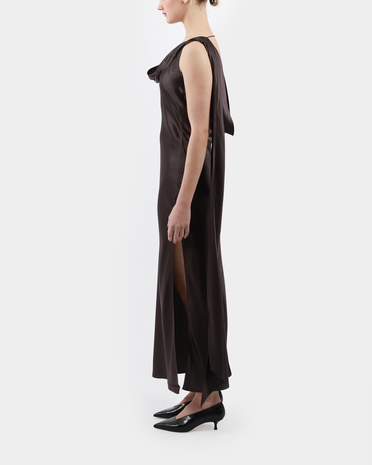 Satin Cowl Dress
