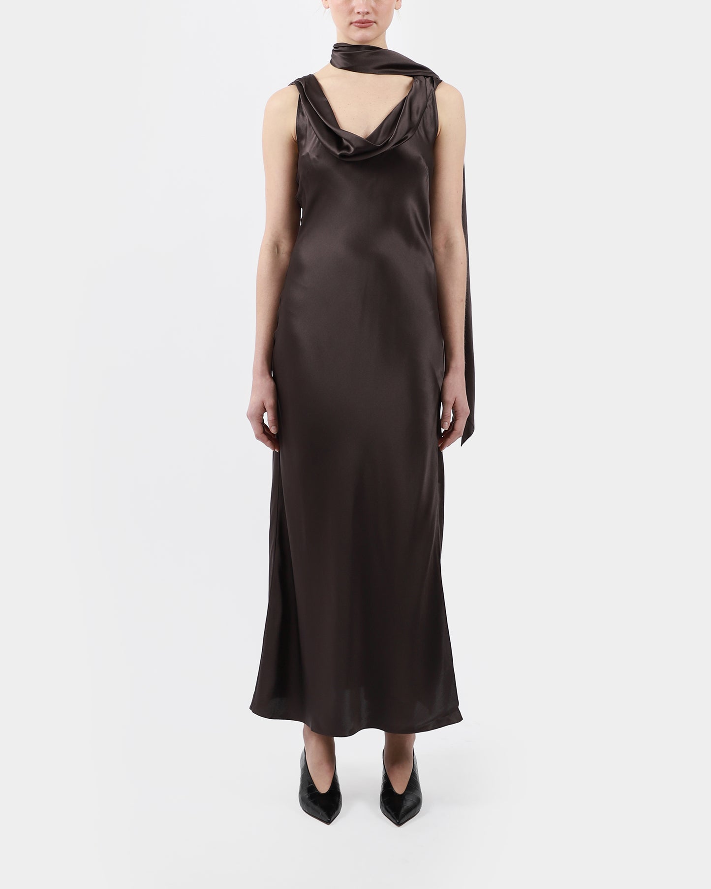 Satin Cowl Dress
