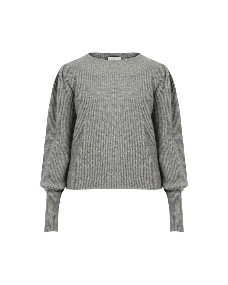 Ribbed Round Neck Fitted Cuff Jumper