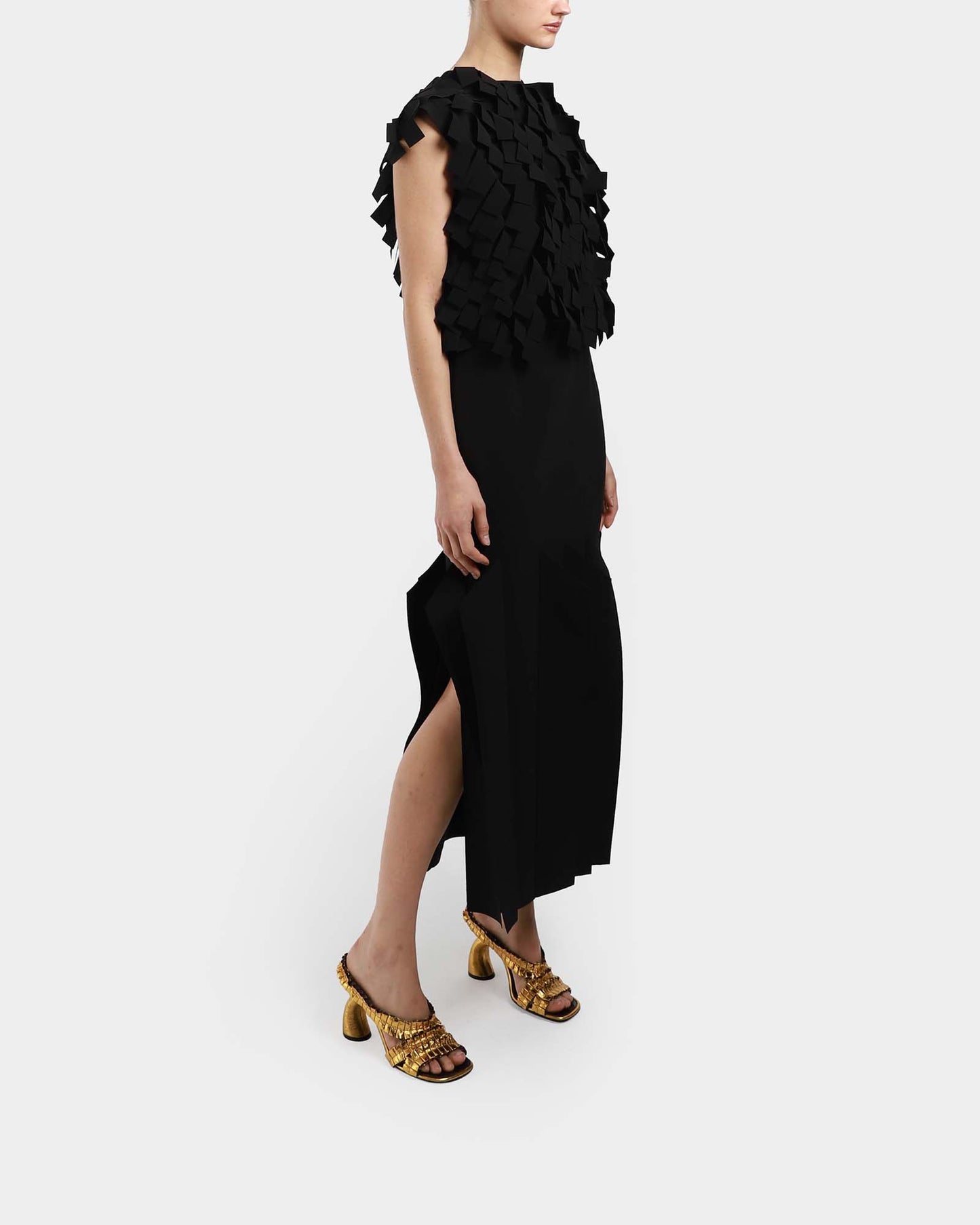 Hem Detail Midi Skirt