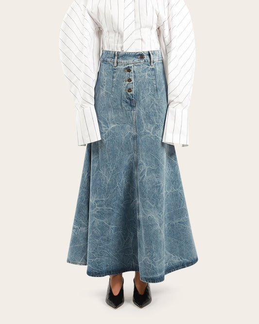 Acid Wash Denim Skirt