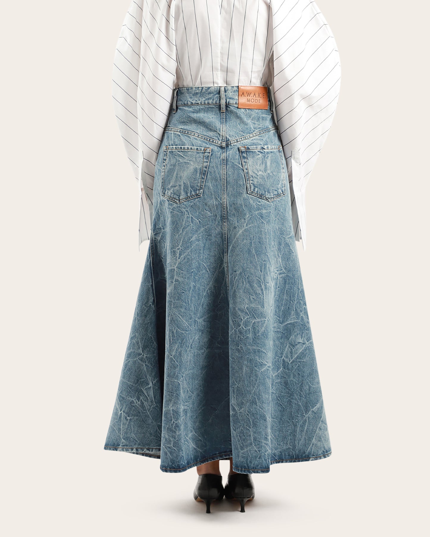 Acid Wash Denim Skirt