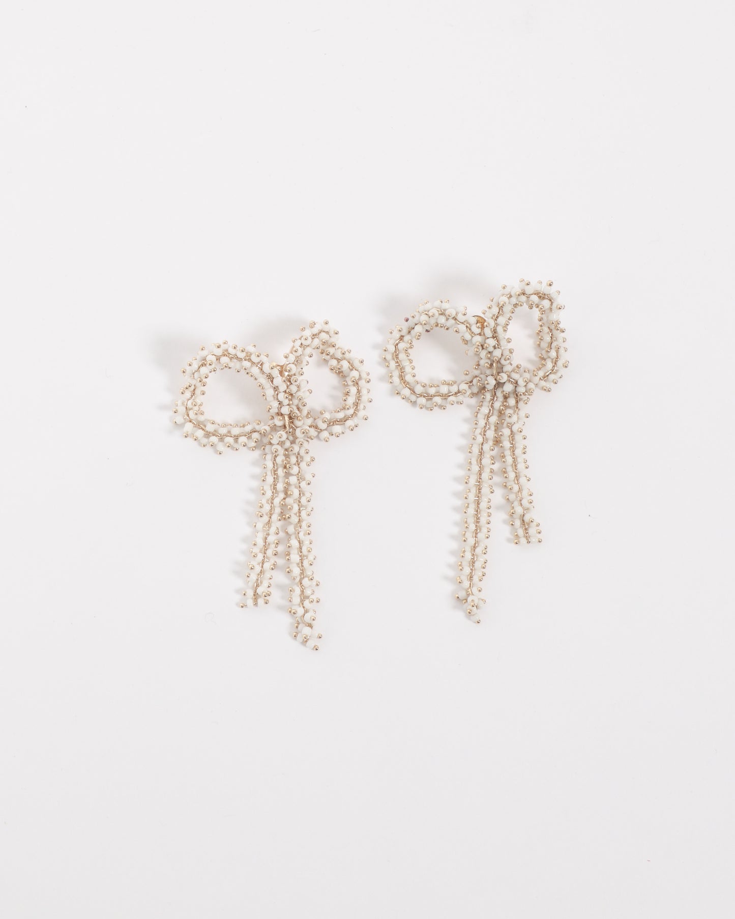 White Bow Earrings