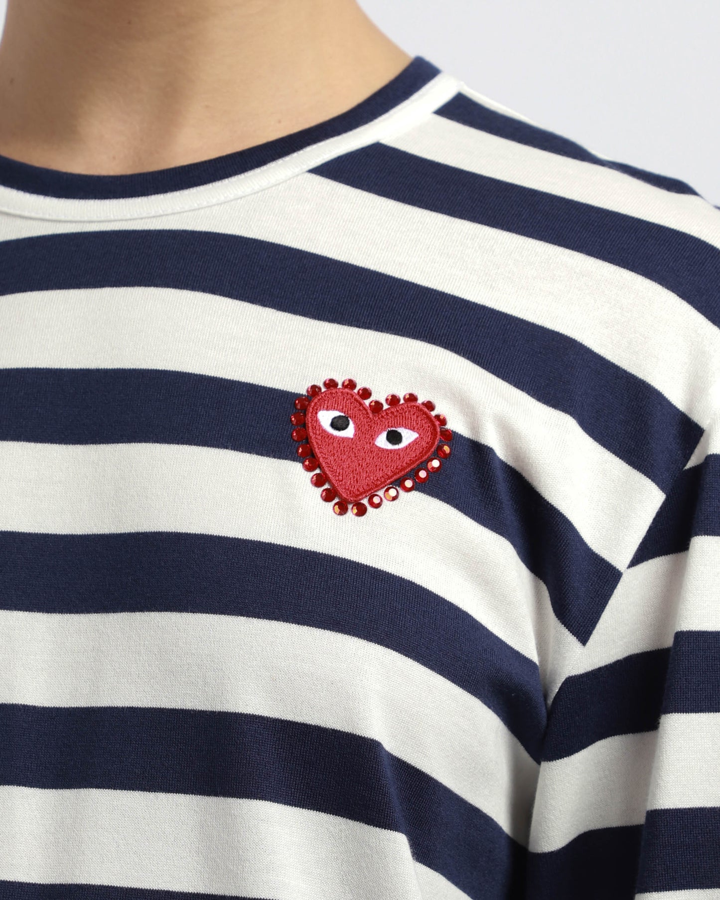 Wide Stripe Rhinestone LS T-Shirt