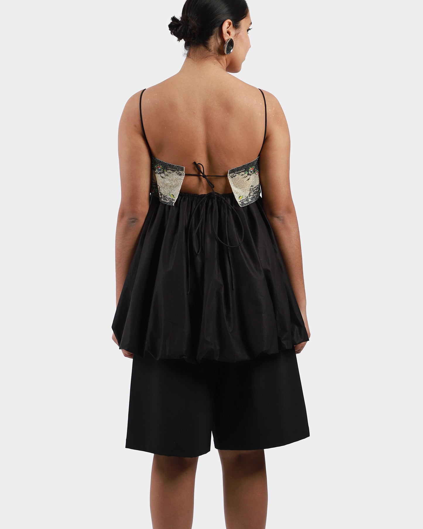 Handmade Beaded Mini Dress Black