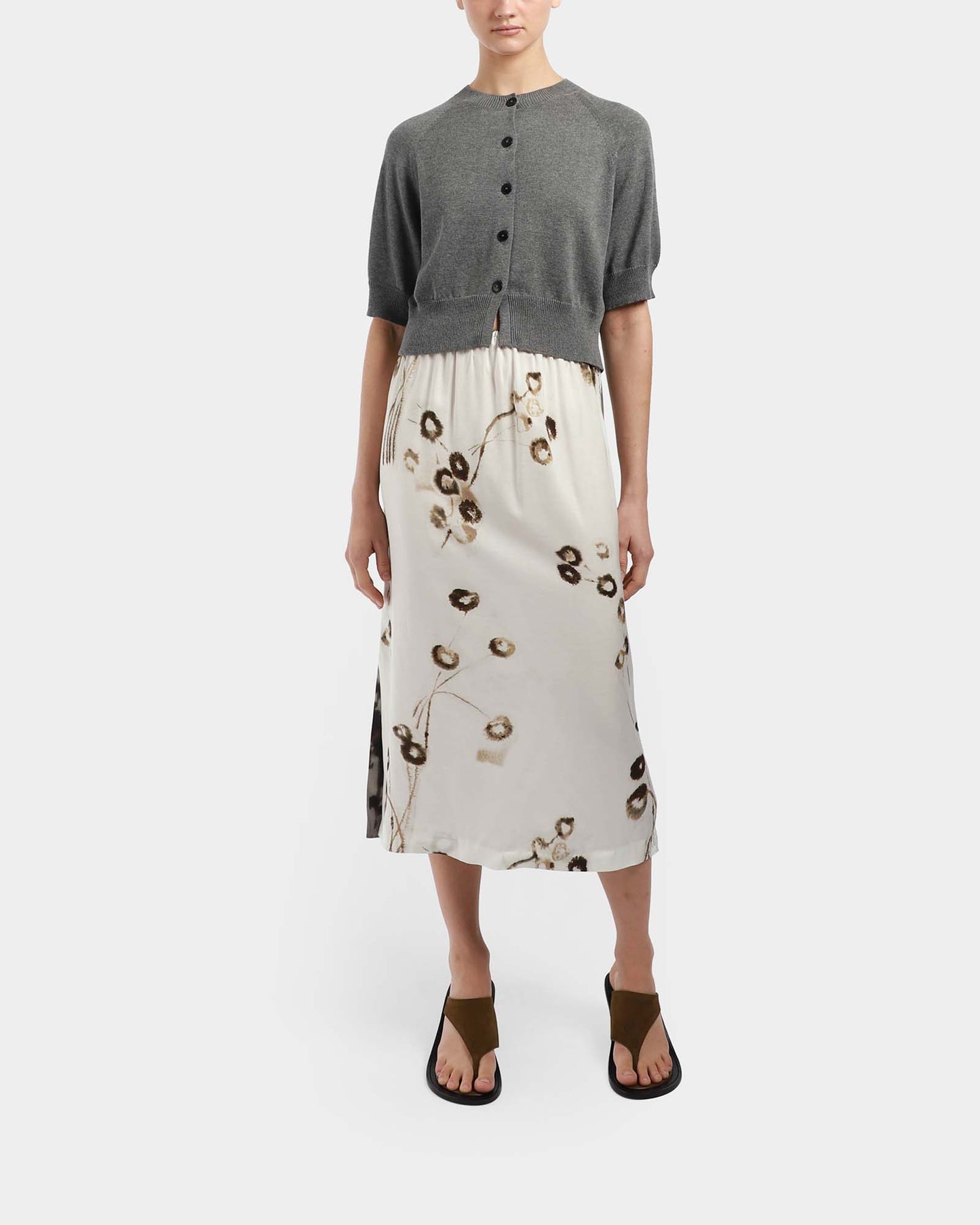 Printed Long Skirt With Lace