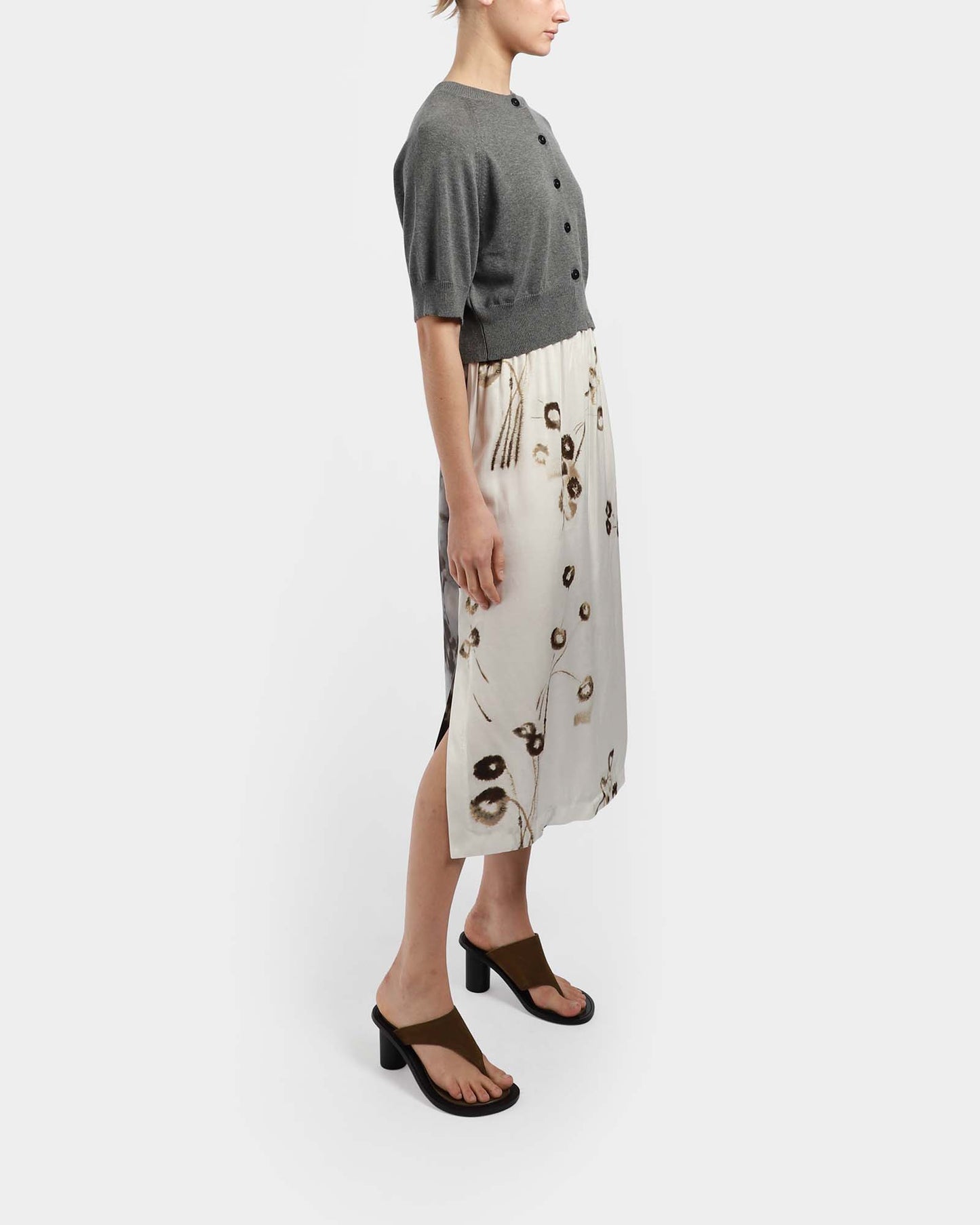 Printed Long Skirt With Lace