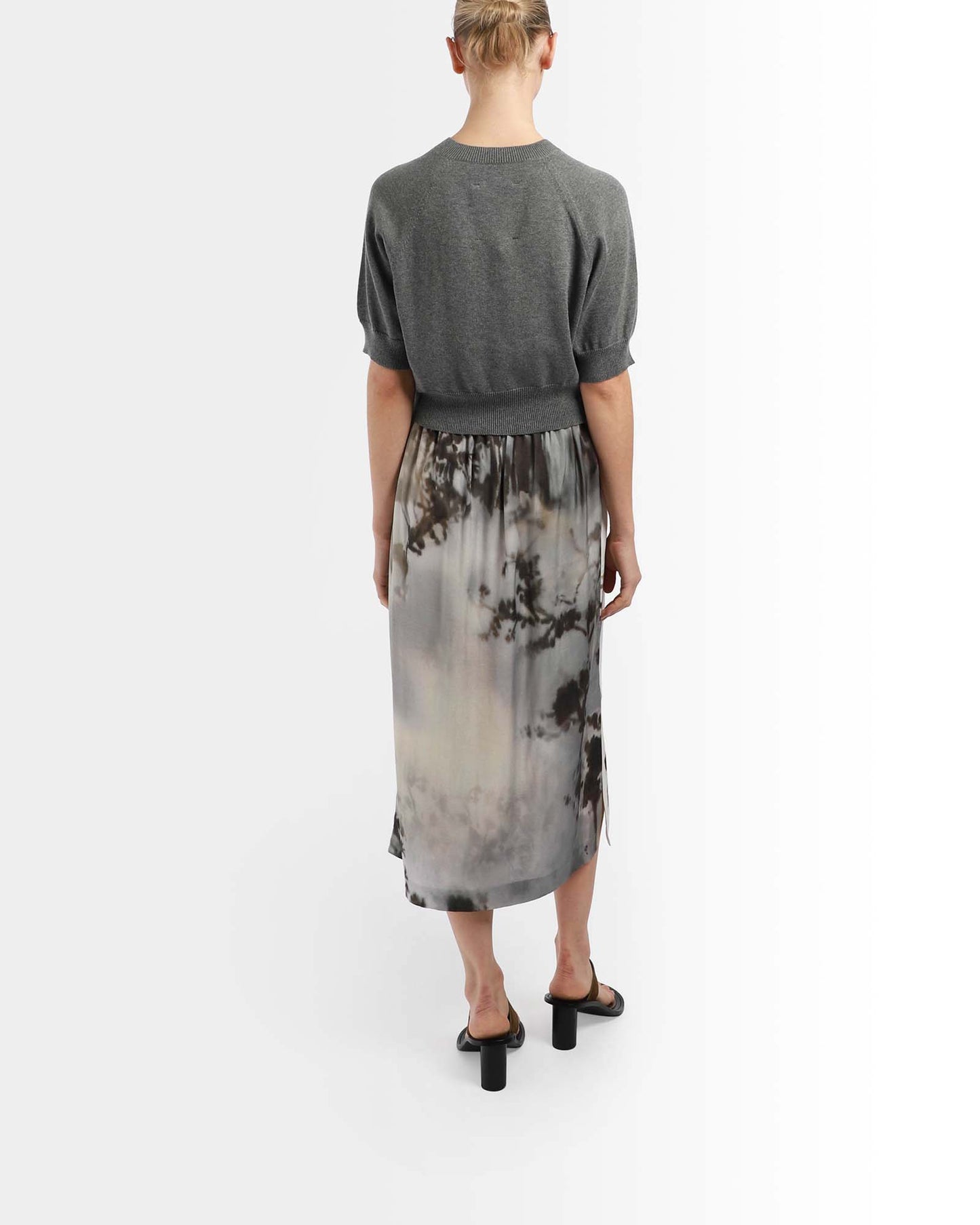 Printed Long Skirt With Lace
