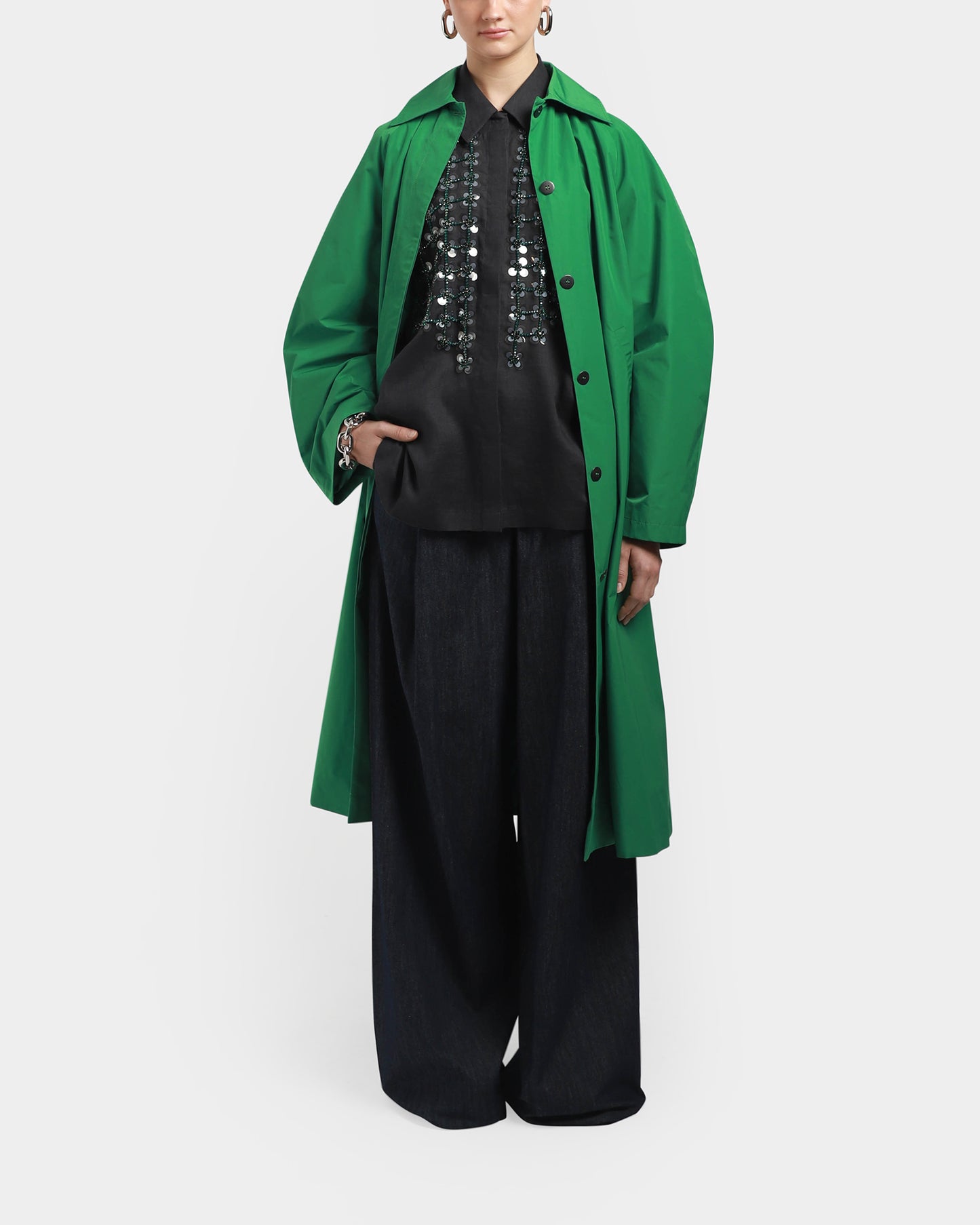 Crystal Grid Batwing Shirt