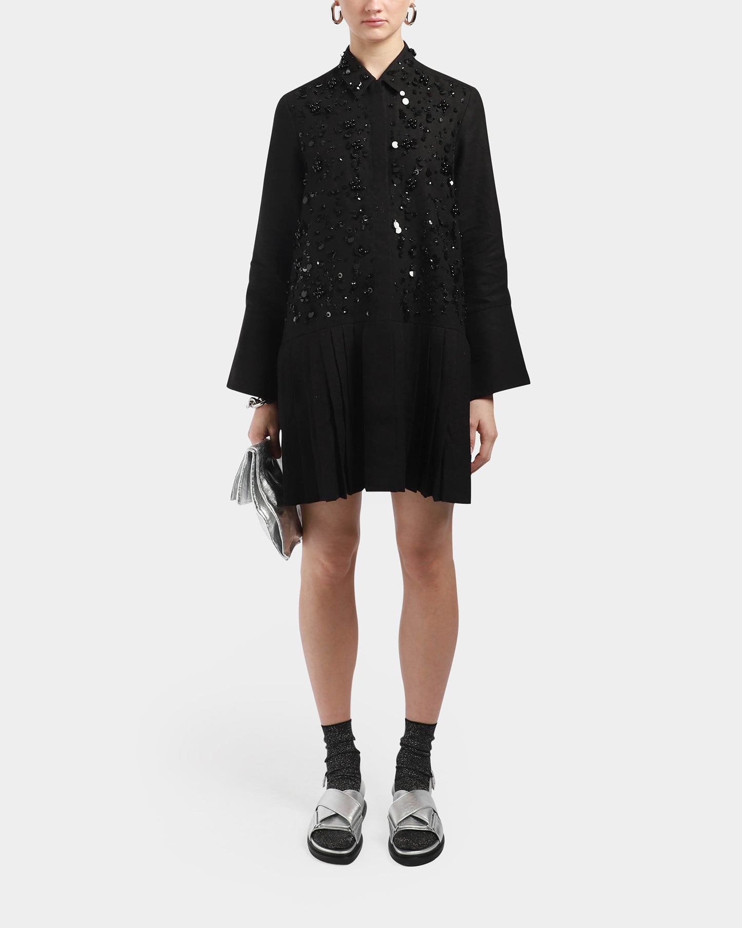 Handcrafted Pleated Shirt Dress