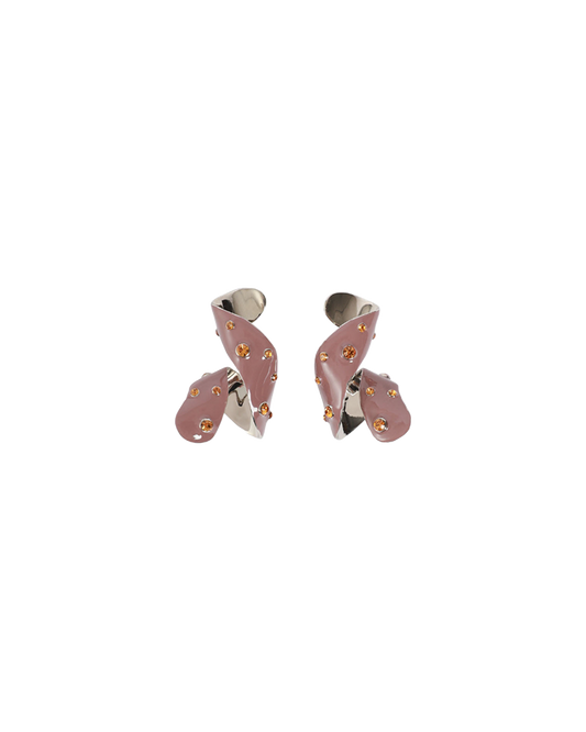 Enamel Crystal Twist Earrings