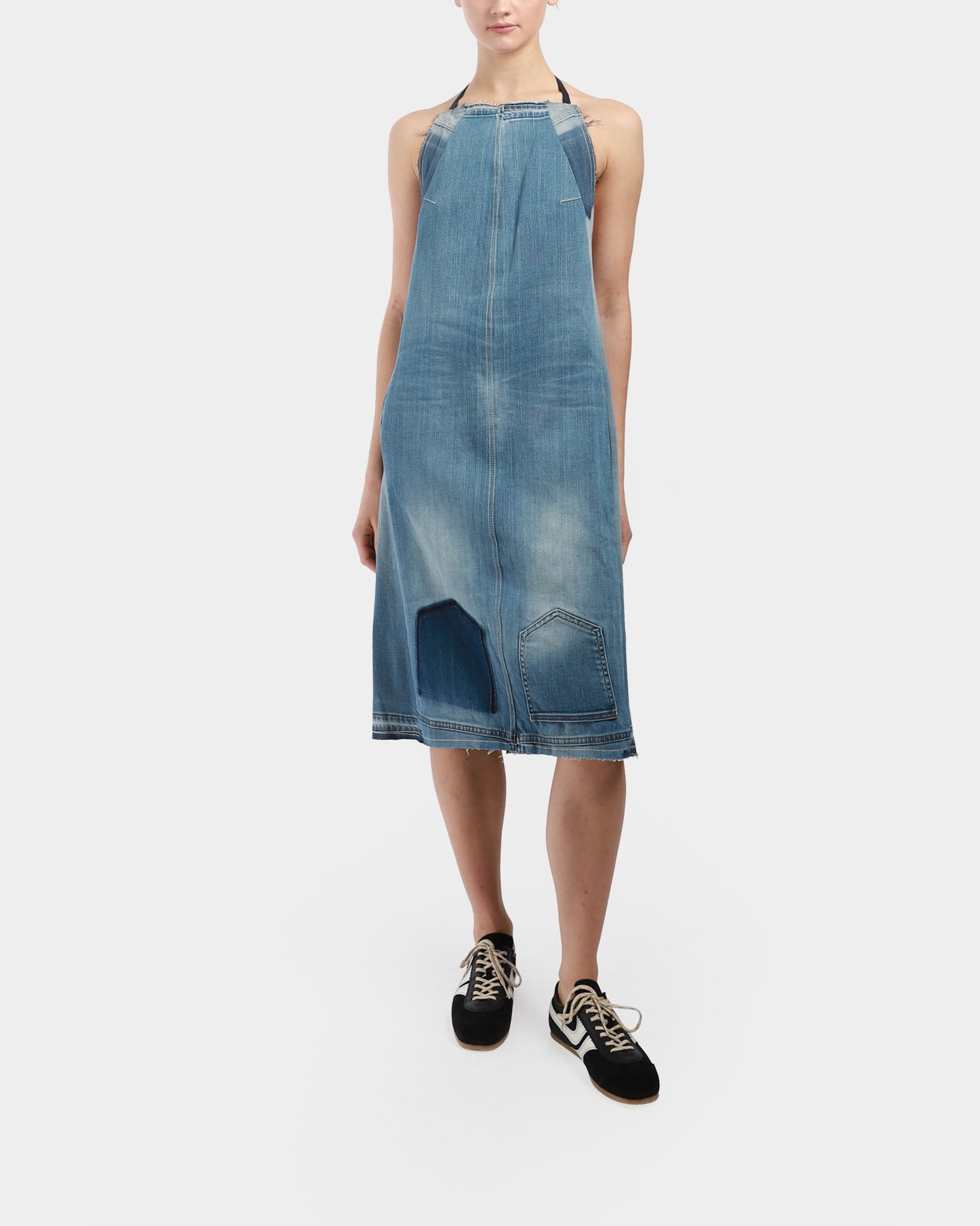 Rora Upcycled Denim Apron Dress