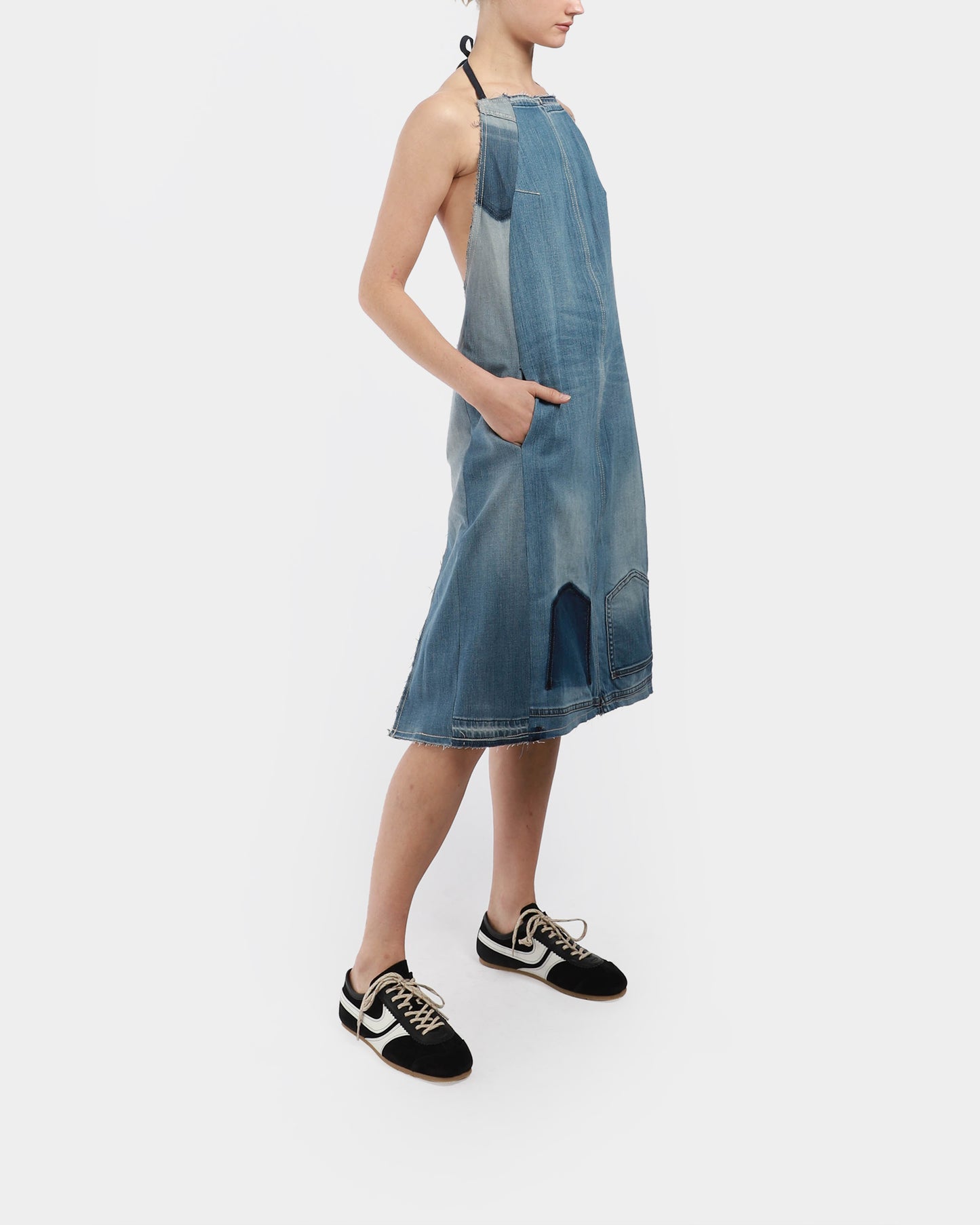 Rora Upcycled Denim Apron Dress