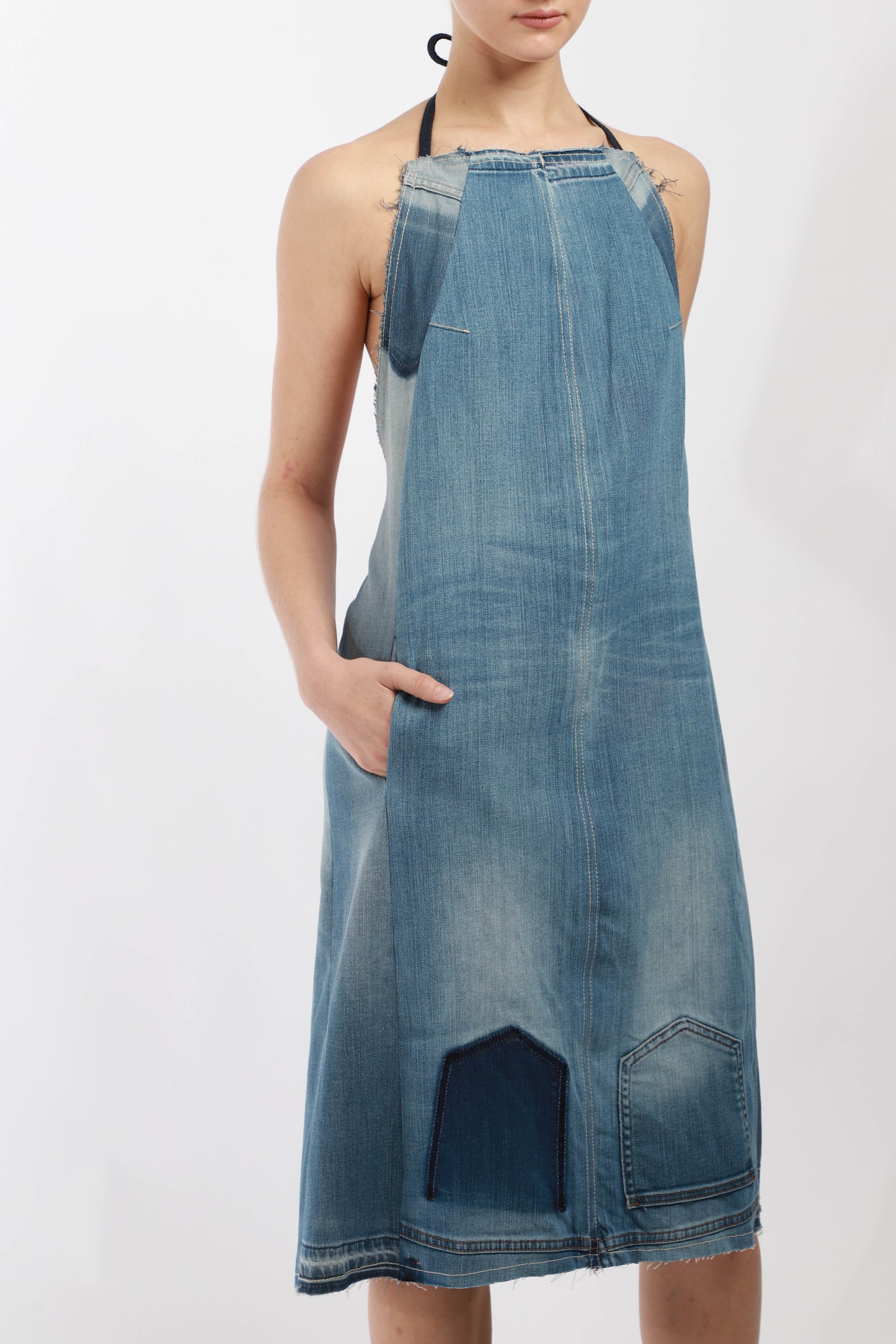 Rora Upcycled Denim Apron Dress