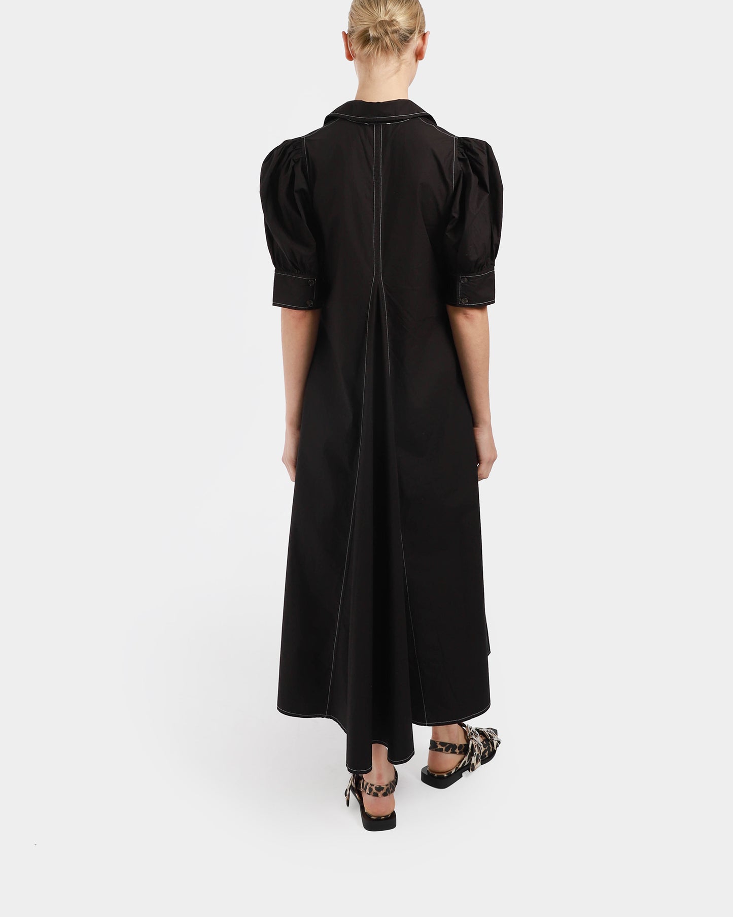 Cotton Poplin V-Neck Maxi Dress