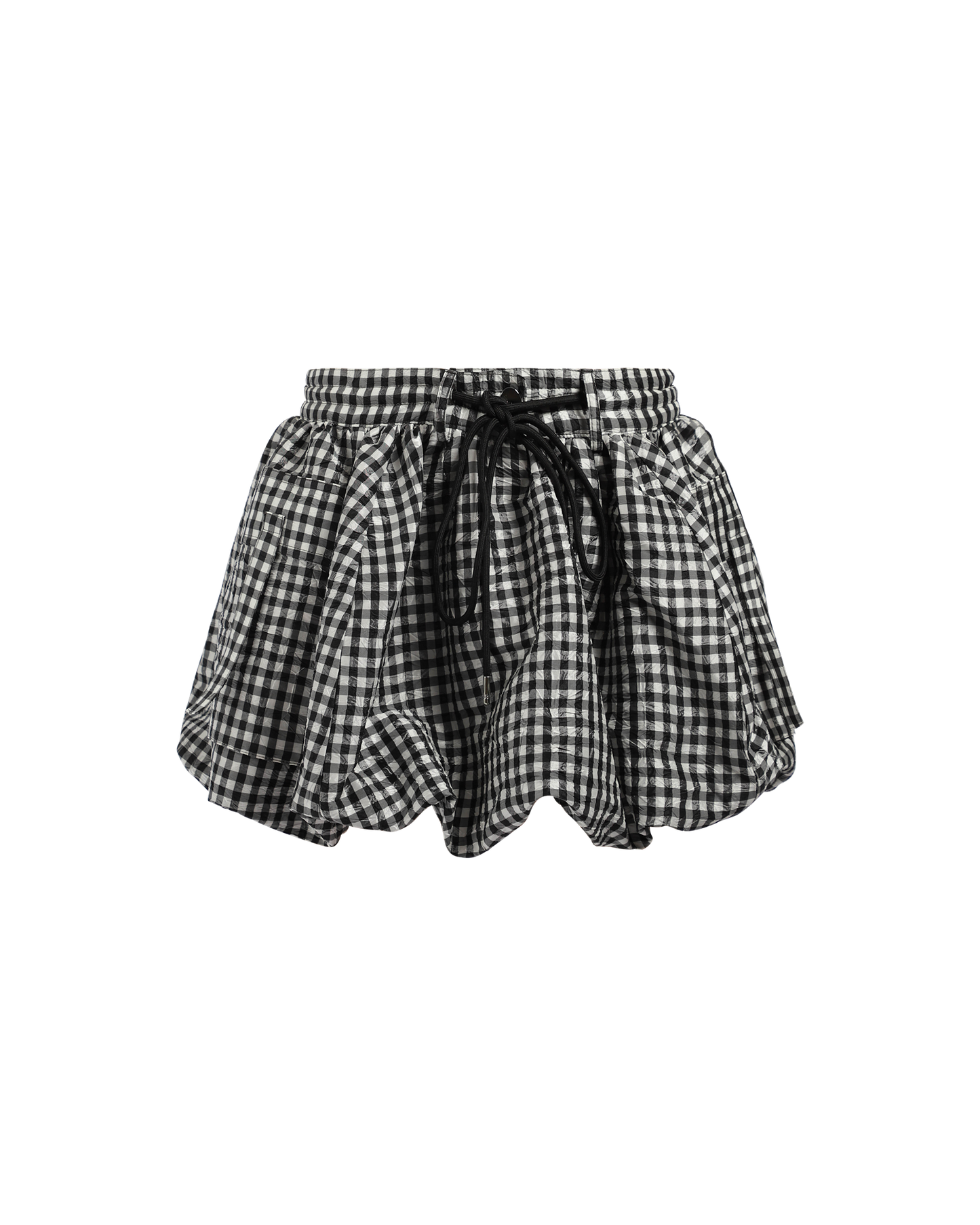 Crinkled Taffeta Check Bubble Skirt