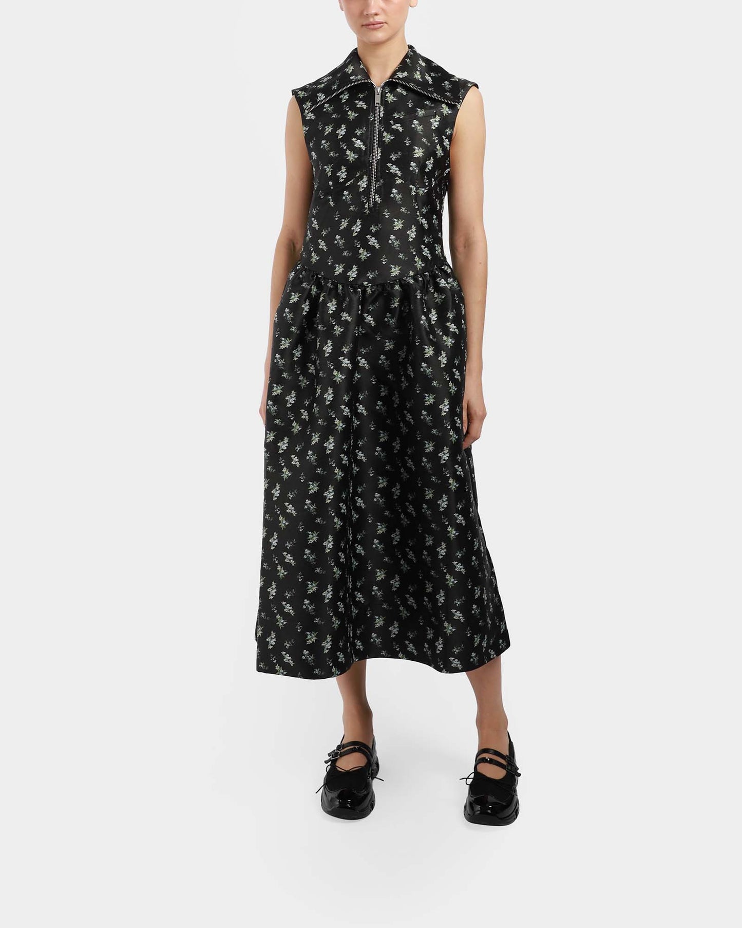 Floral Jacquard Midi Dress