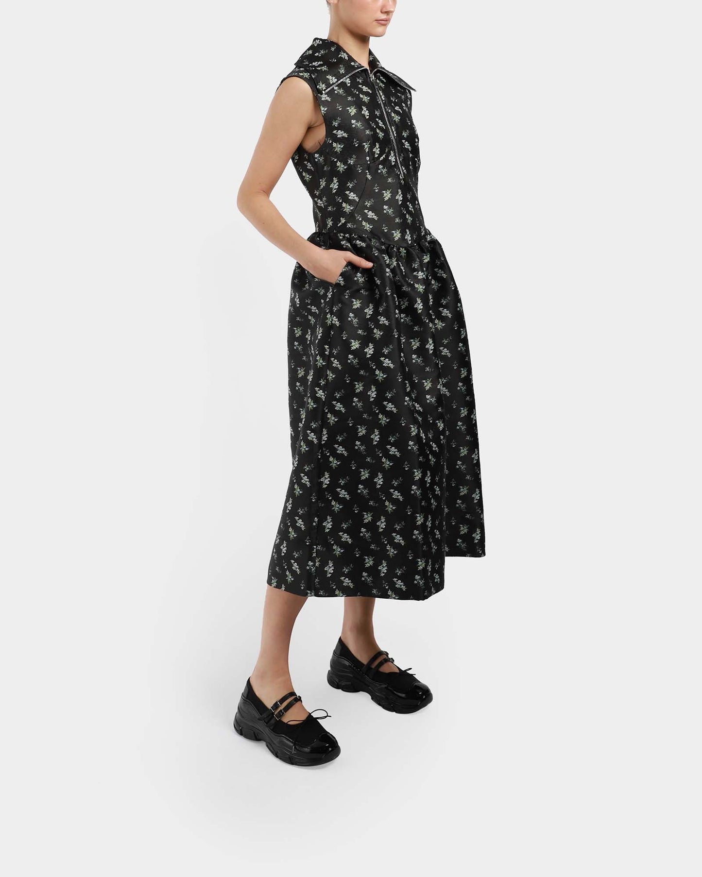 Floral Jacquard Midi Dress