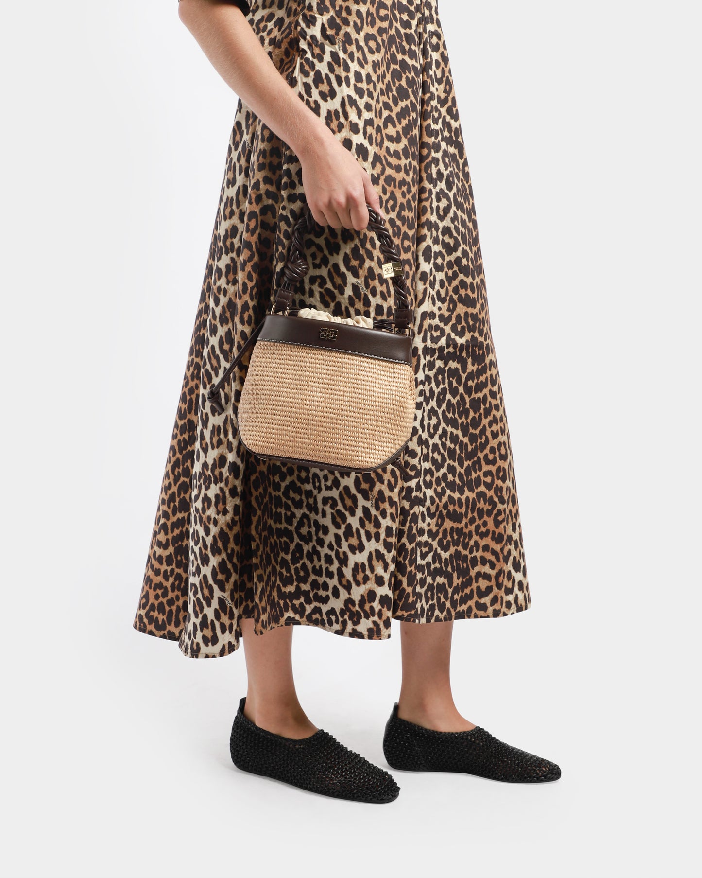 Ganni Bou Raffia Bucket Bag