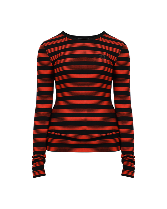 Soft Cotton Rib Striped Top