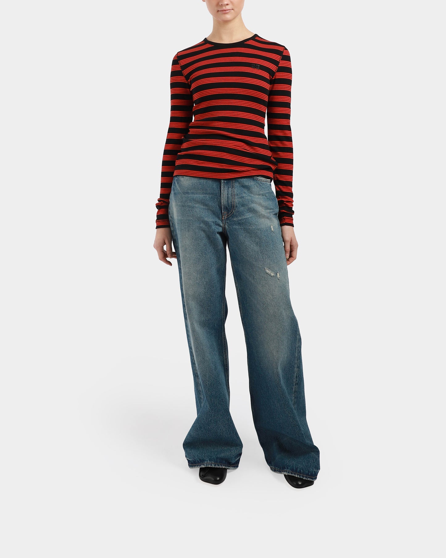 Soft Cotton Rib Striped Top