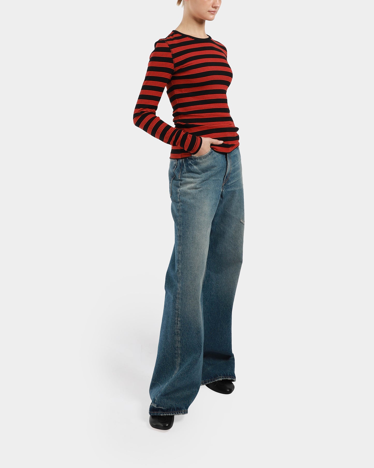 Soft Cotton Rib Striped Top