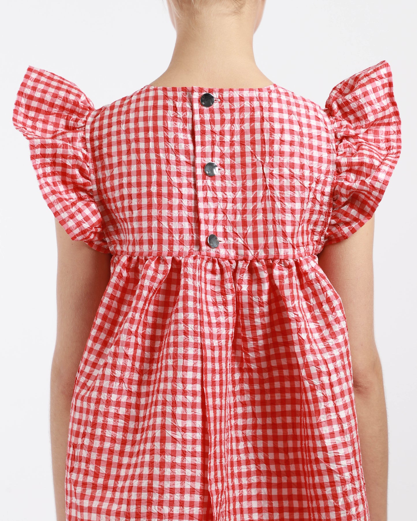 Crinkled Taffeta Check Mini Dress