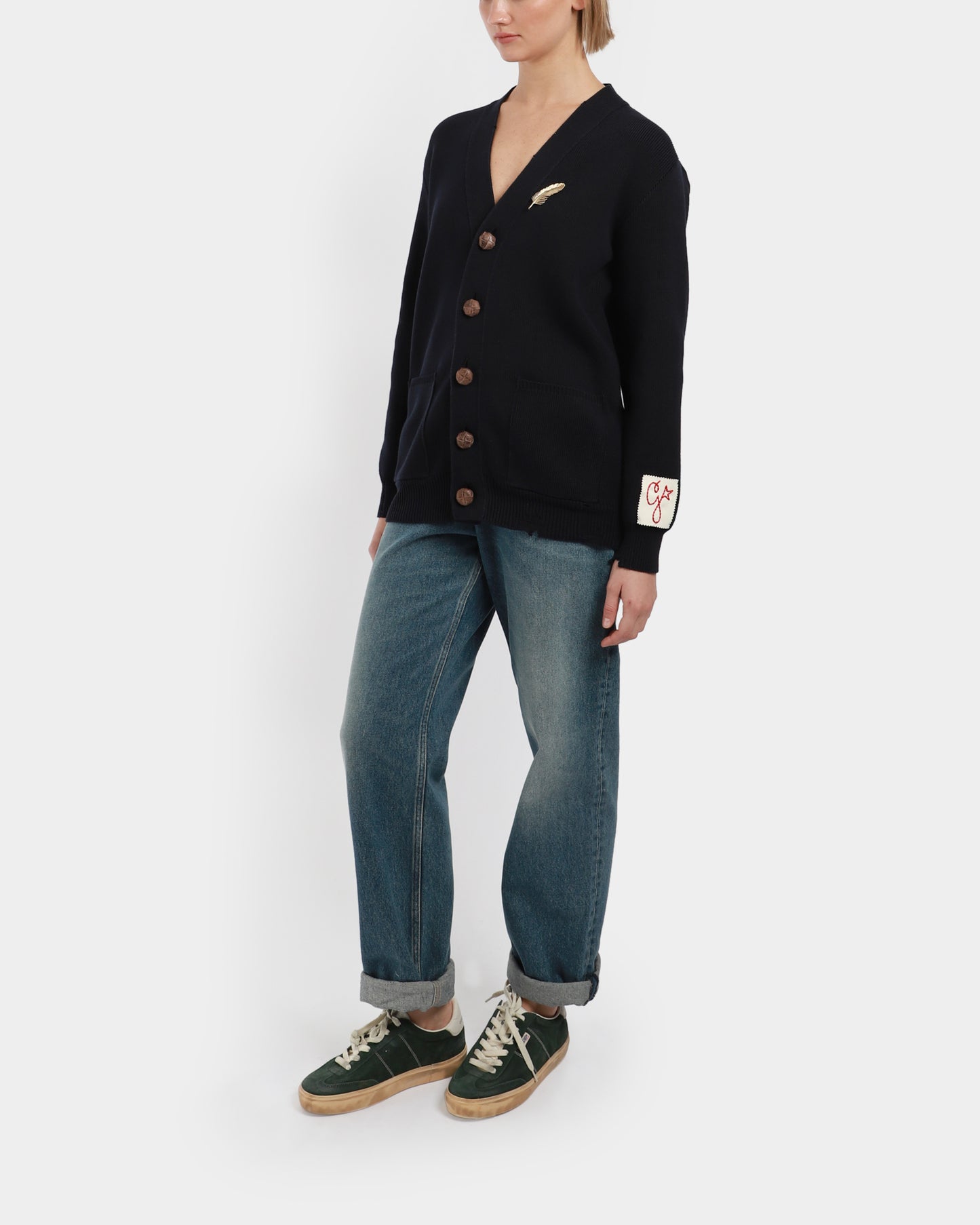 Golden Distressed Cardigan