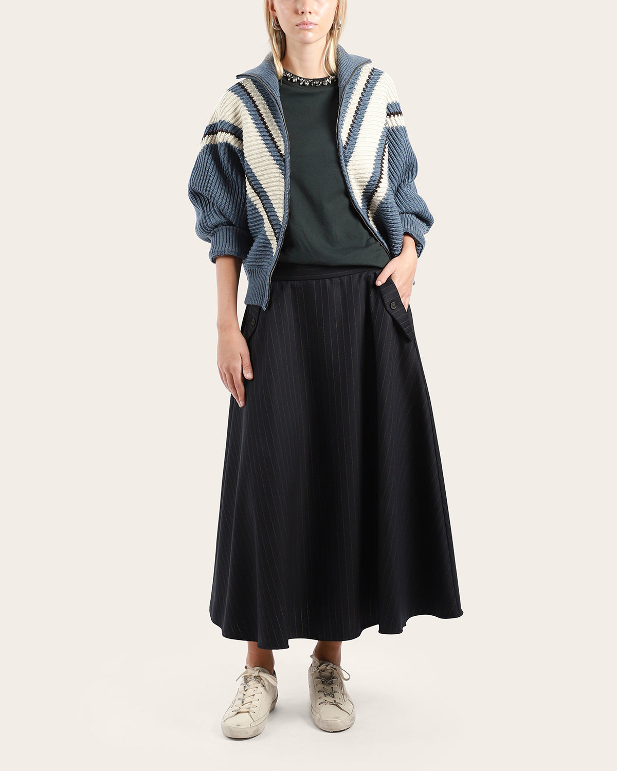 Circle Pinstripe Skirt