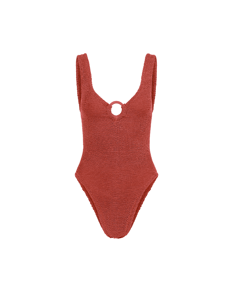 Celine Covered Hoops Metallic Crinkle Swimsuit