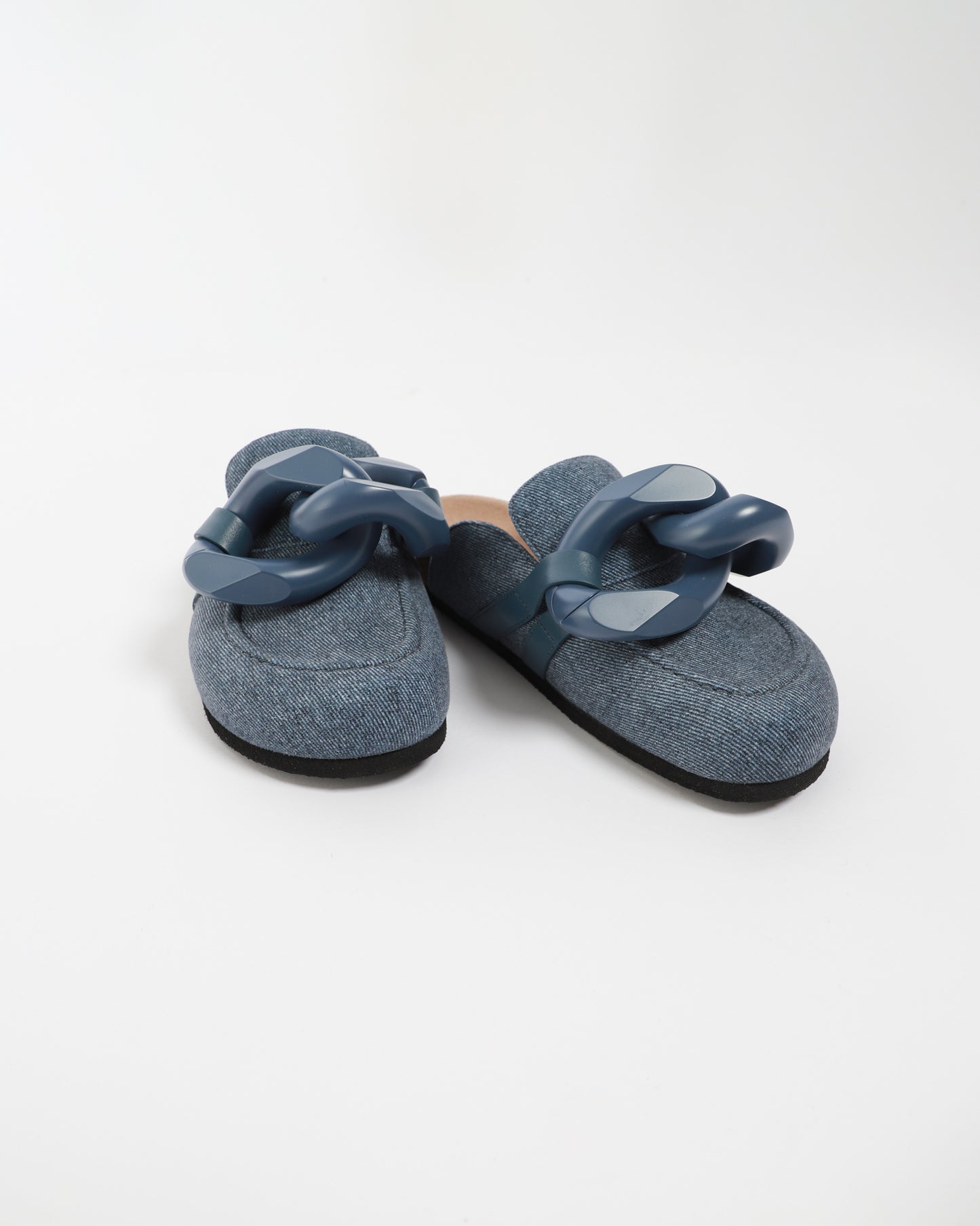 Chain Loafer Denim Mules