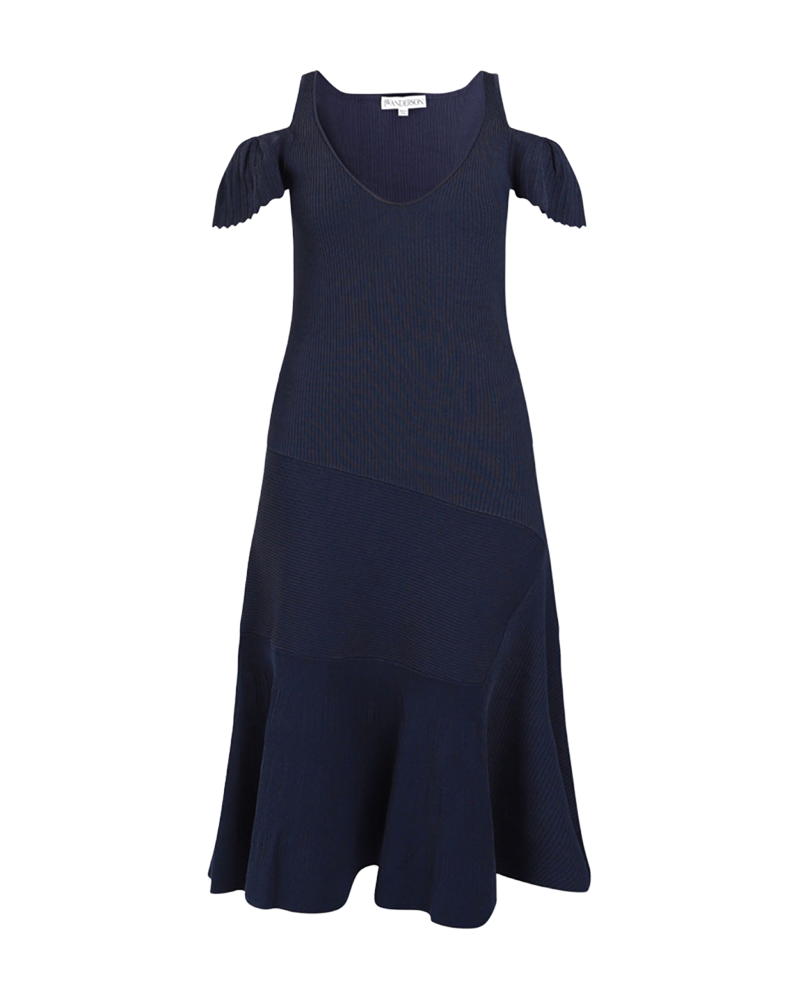jw-anderson-cold-shoulder-ruffle-dress-dark-navy