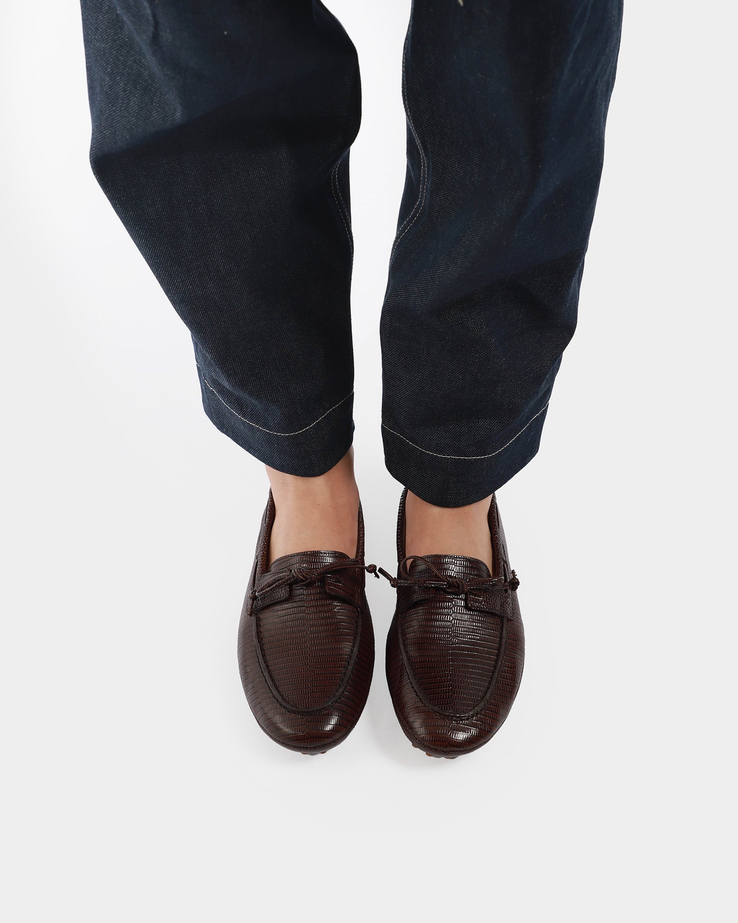Snake Embossed Driver Moccasins