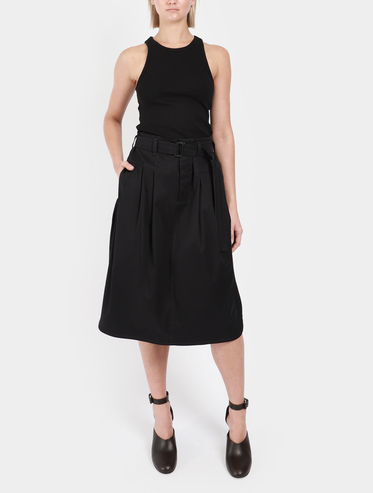 Pleat Belted Skirt