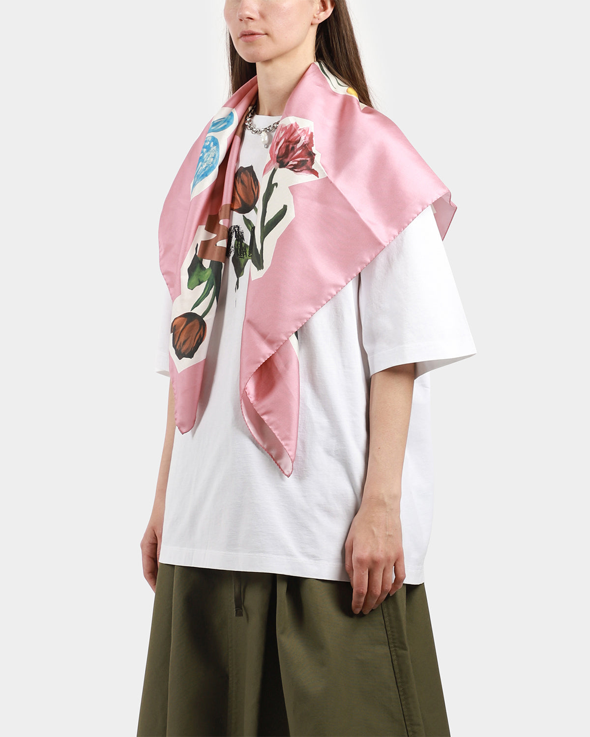 Logo Print Silk Scarf