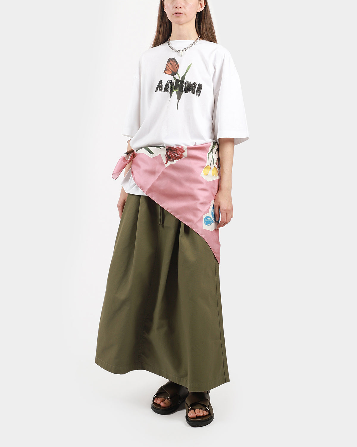 Logo Print Silk Scarf