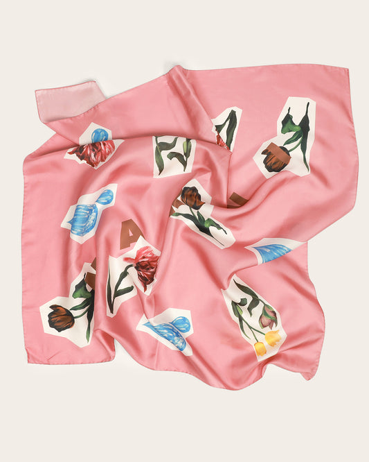 Logo Print Silk Scarf