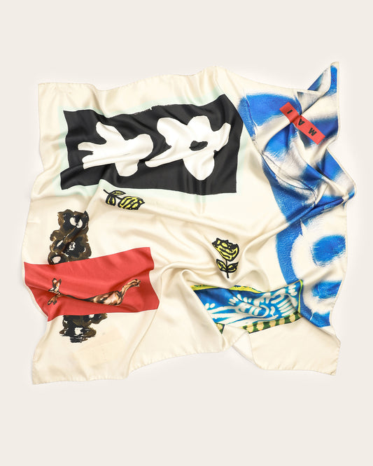 Logo Print Silk Scarf