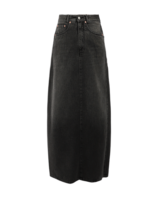 Maxi Wrap Tie Denim Skirt
