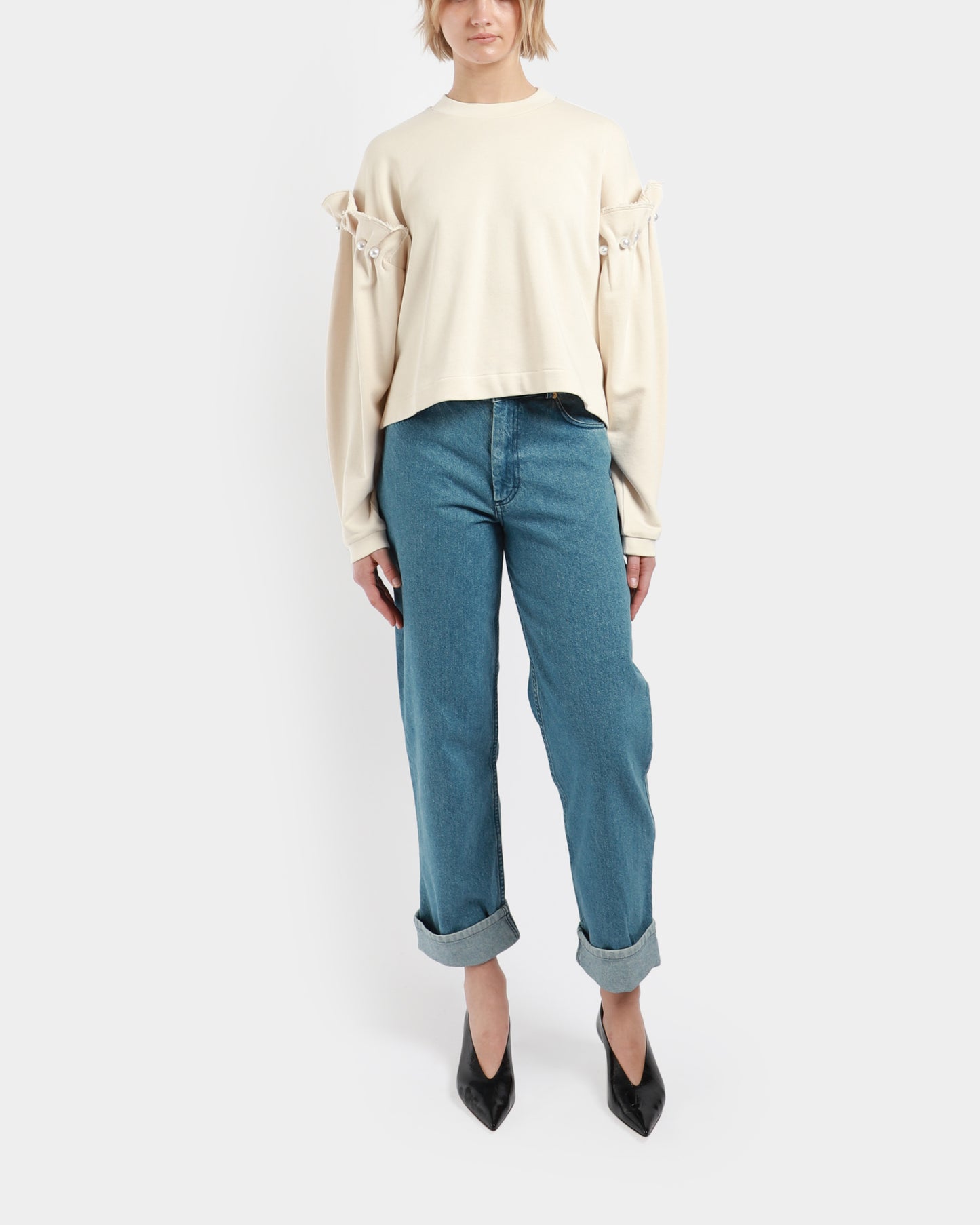 Mid-Rise Turn-Up Hem Jeans