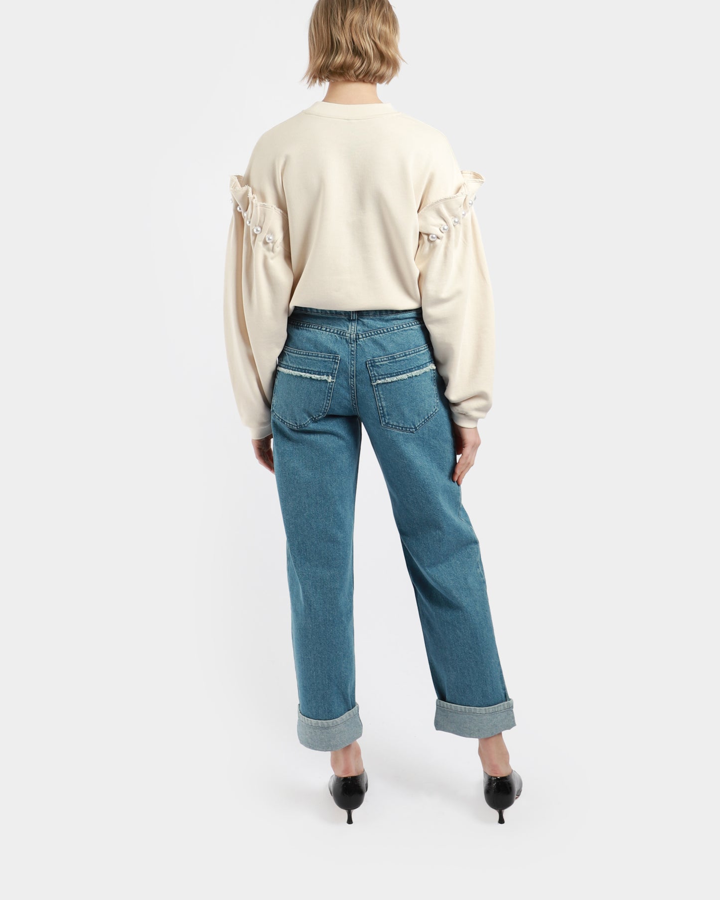 Mid-Rise Turn-Up Hem Jeans